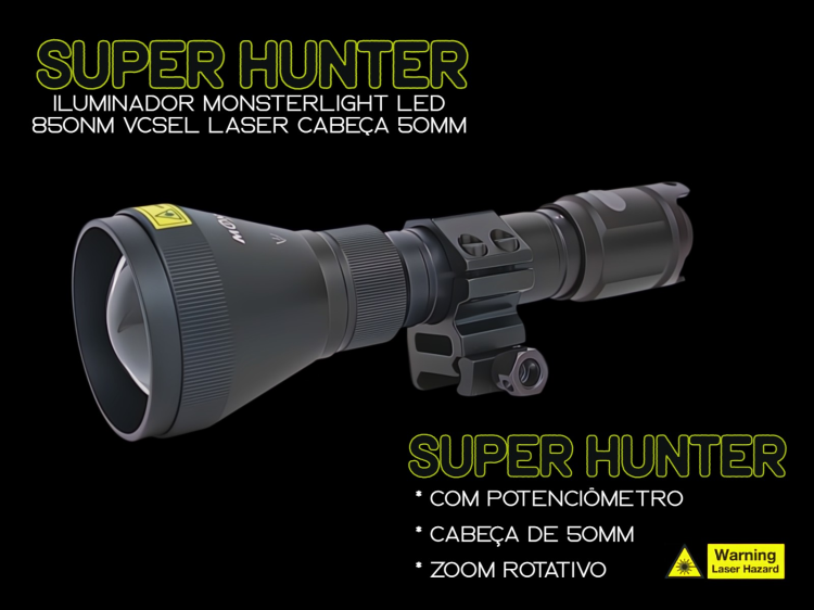 Iluminador MonsterLight 850nm Super Hunter laser com potenciómetro