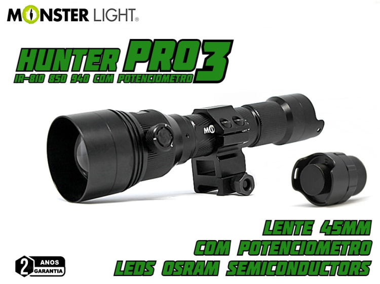 Kit iluminador MonsterLight Super Hunter Pro 3 ir-810, ir-850 e ir-940