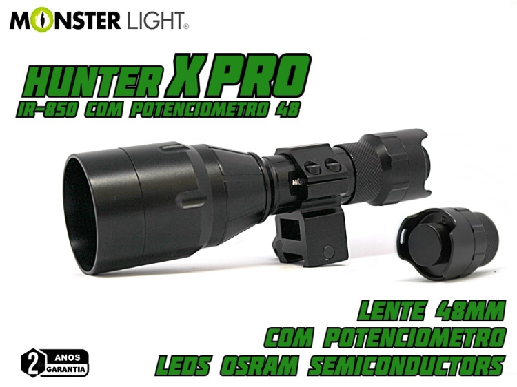 Kit iluminador MonsterLight IR-850nm Hunter X PRO com potenciómetro