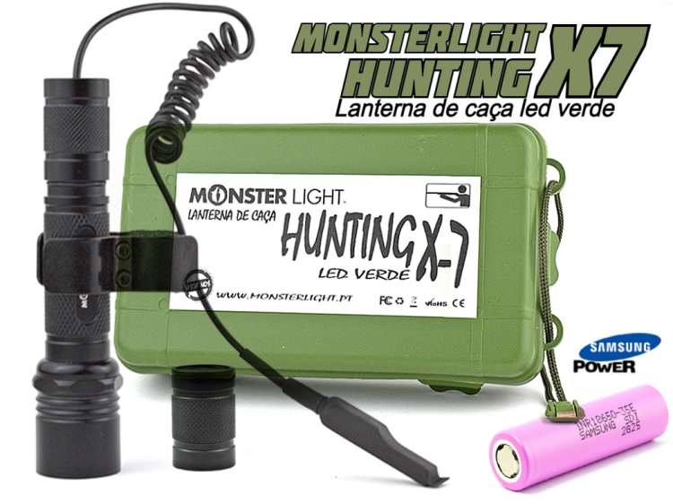 Kit Lanterna caça Monsterlight Hunting X7 led Verde