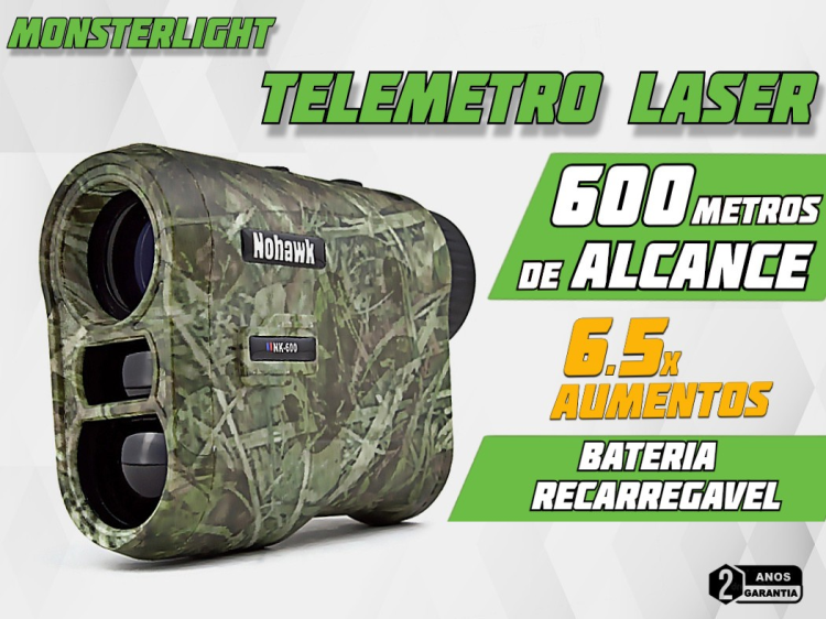 Telemétro a laser com alcance de 600 metros