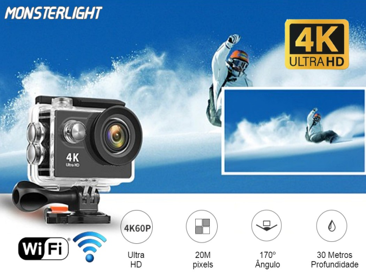 Câmara Aventura à prova de água 4k ultra HD