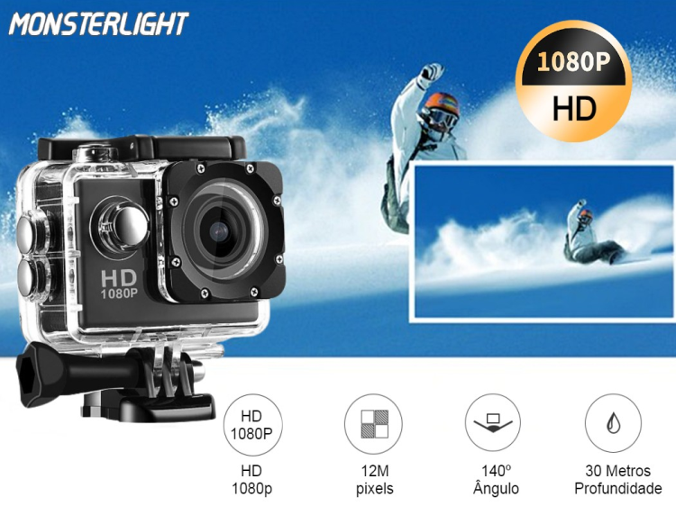 Câmara Aventura à prova de água HD 1080P