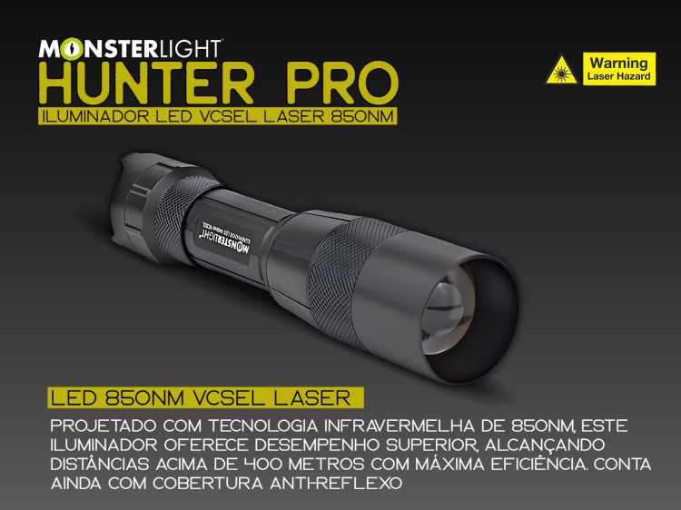 Iluminador MonsterLight 850nm Hunter Pro laser com potenciómetro