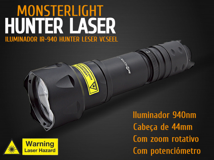 Iluminador MonsterLight ir-940 Hunter laser com potenciómetro