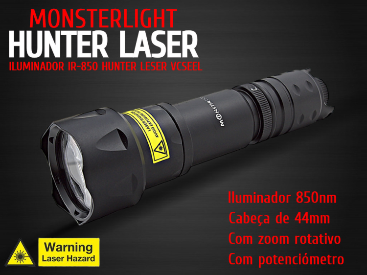 Iluminador MonsterLight ir-850 Hunter Laser com potenciómetro