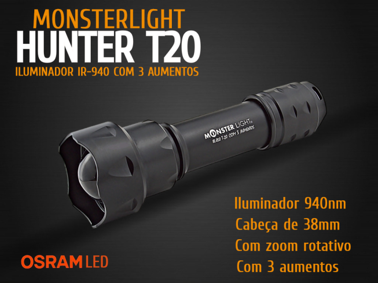 Iluminador IR-940 MonsterLight T20 com 3 aumentos e zoom
