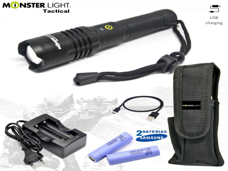 Kit lanterna tática  Monsterlight Tk-800 usb Powerbank