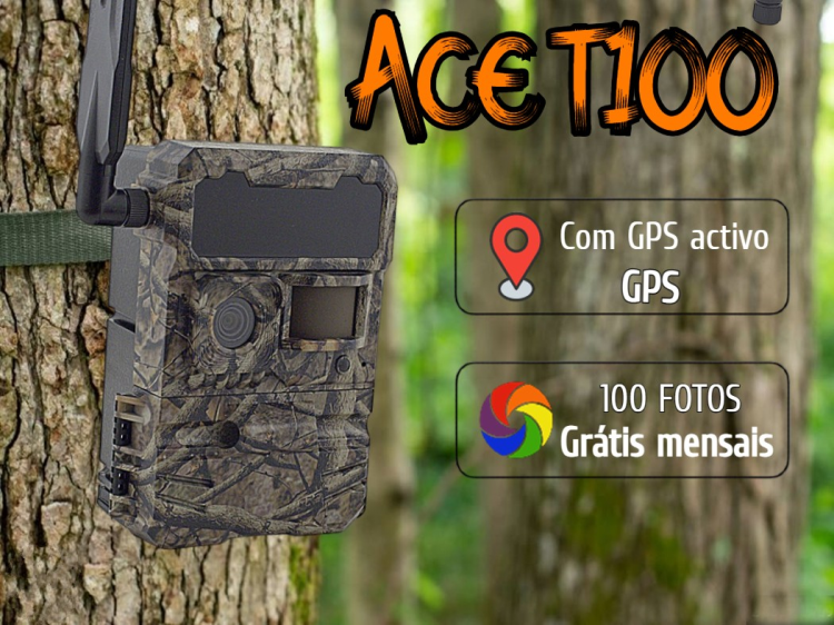 Câmara ACE T-100 de caça e vigilância com aplicação e envio de fotos e vídeos