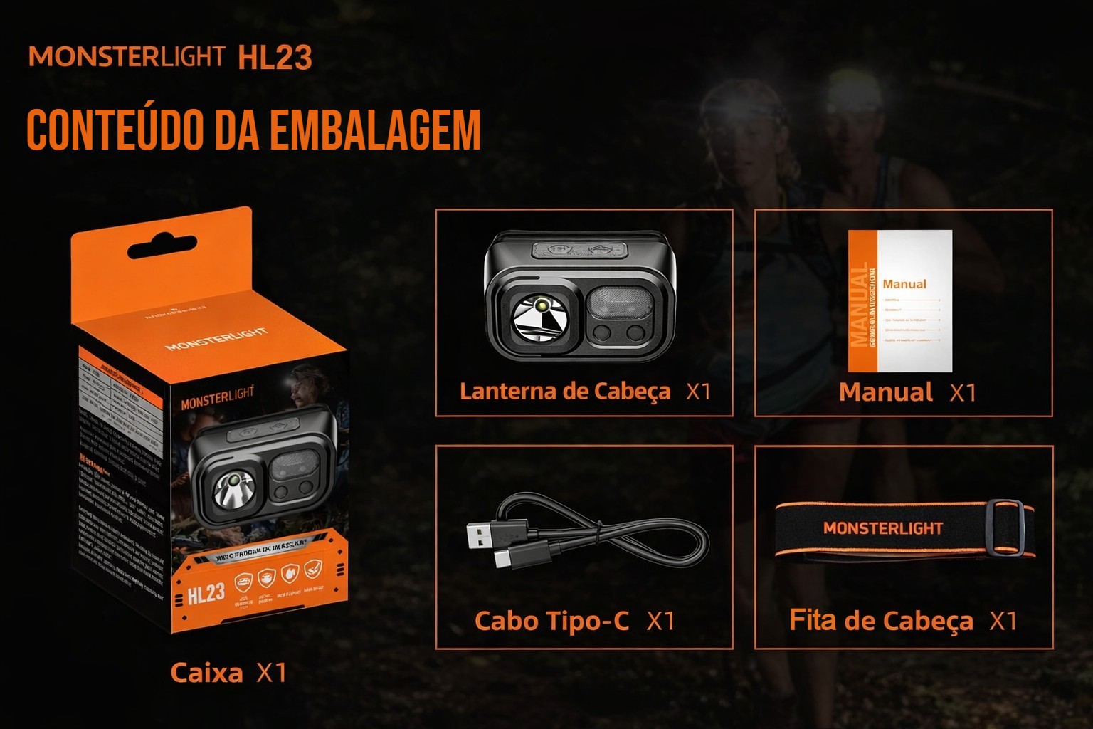Lanterna Monsterlight HL23 com sensor de movimento 