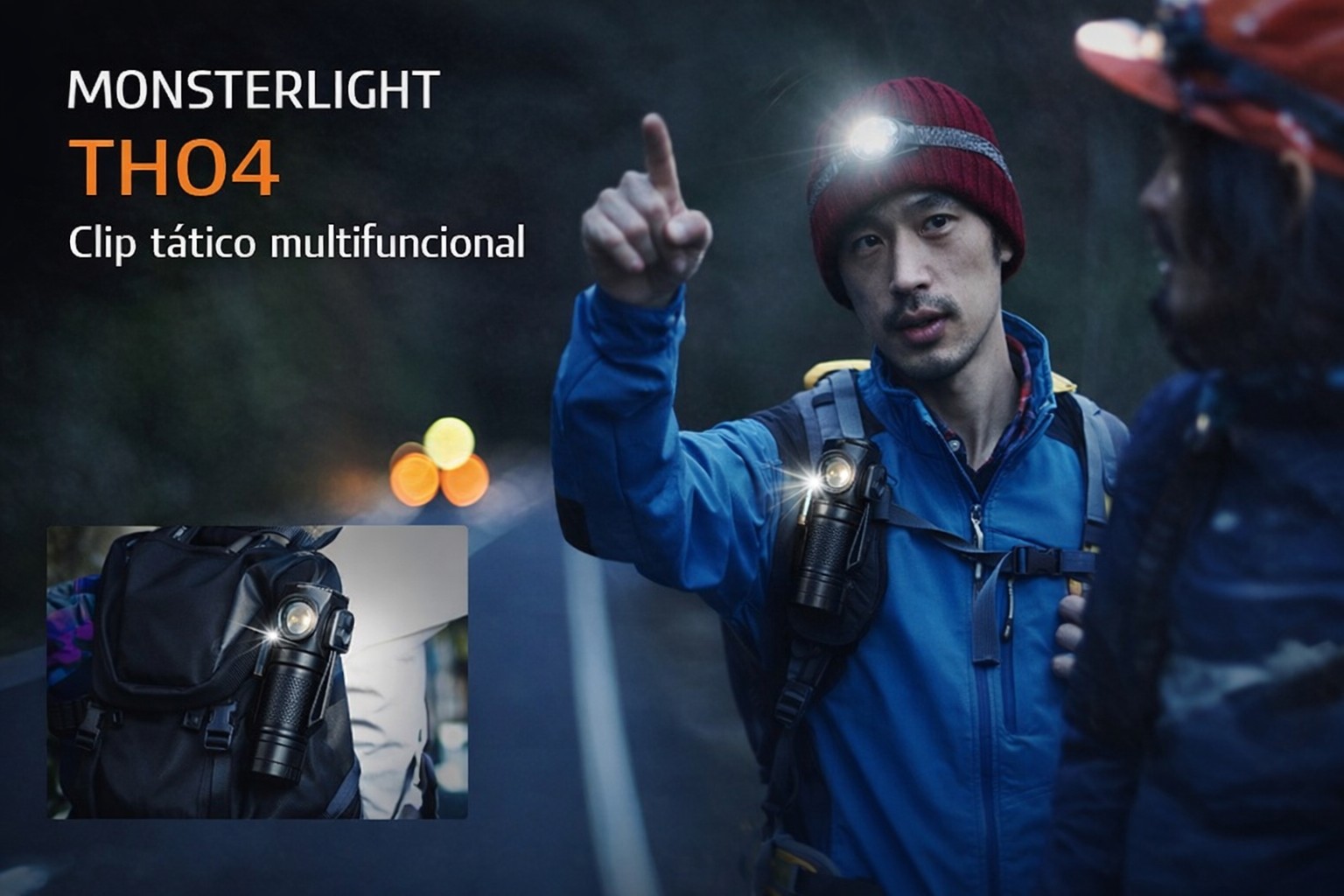 Lanterna Monsterlight TH04 multifuncional com bateria recarregável 