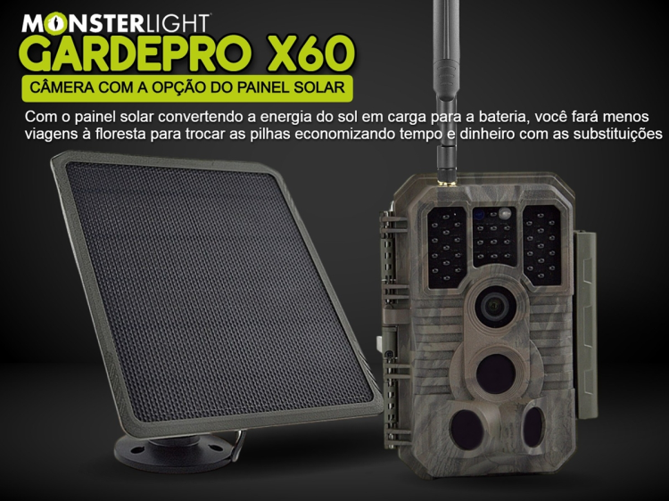 Câmera GardePro X60 LTE com bateria e aplicação para o telemóvel 