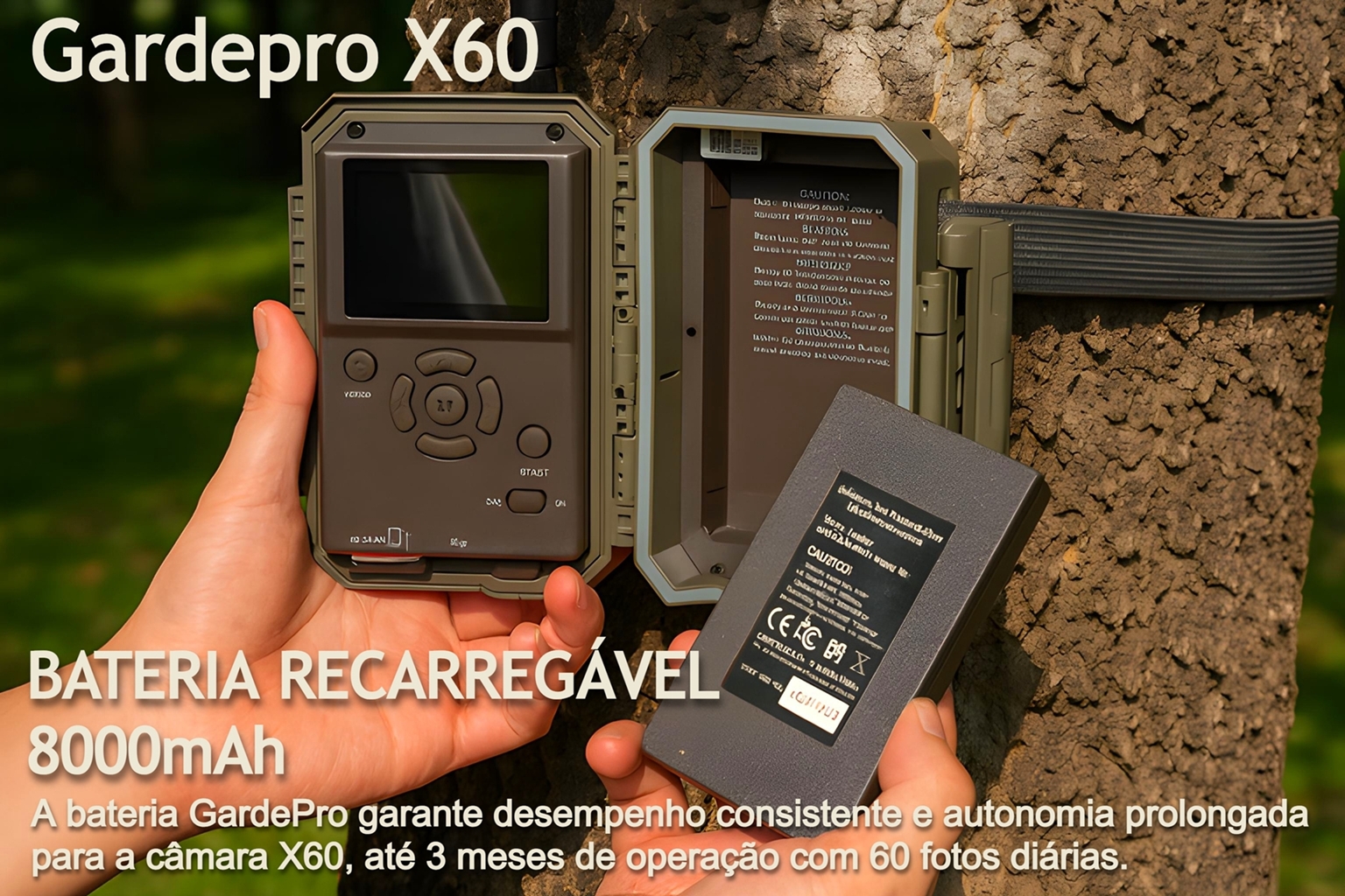 Câmera GardePro X60 LTE com bateria e aplicação para o telemóvel