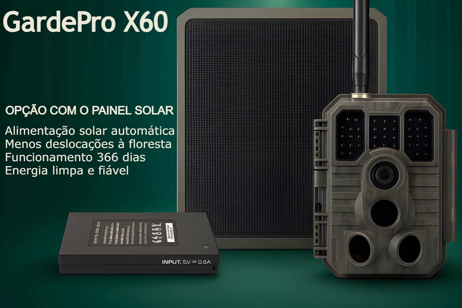 Câmera GardePro X60 LTE com bateria e aplicação para o telemóvel 