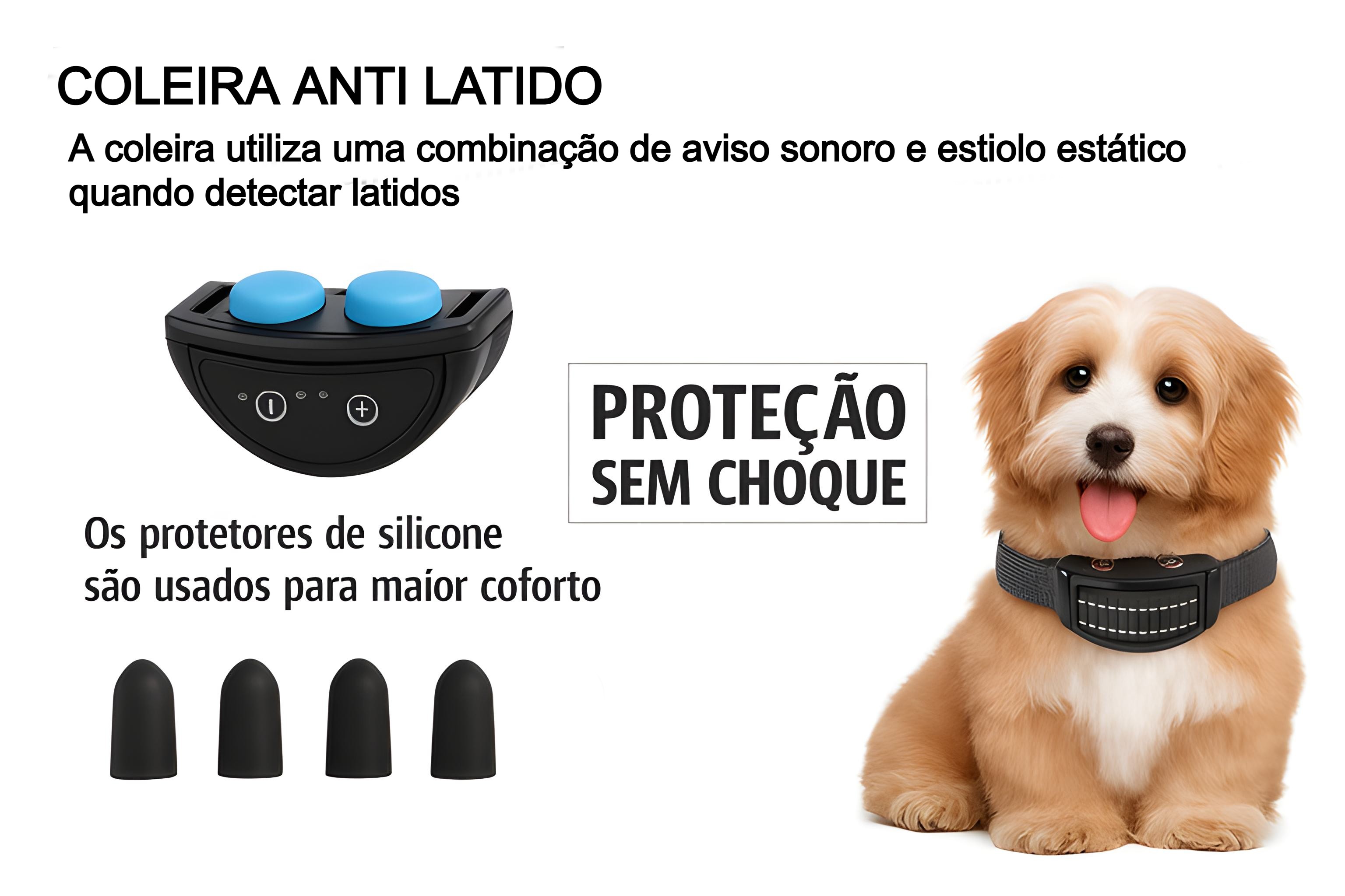 Coleira anti latido para cães com bateria recarregável 