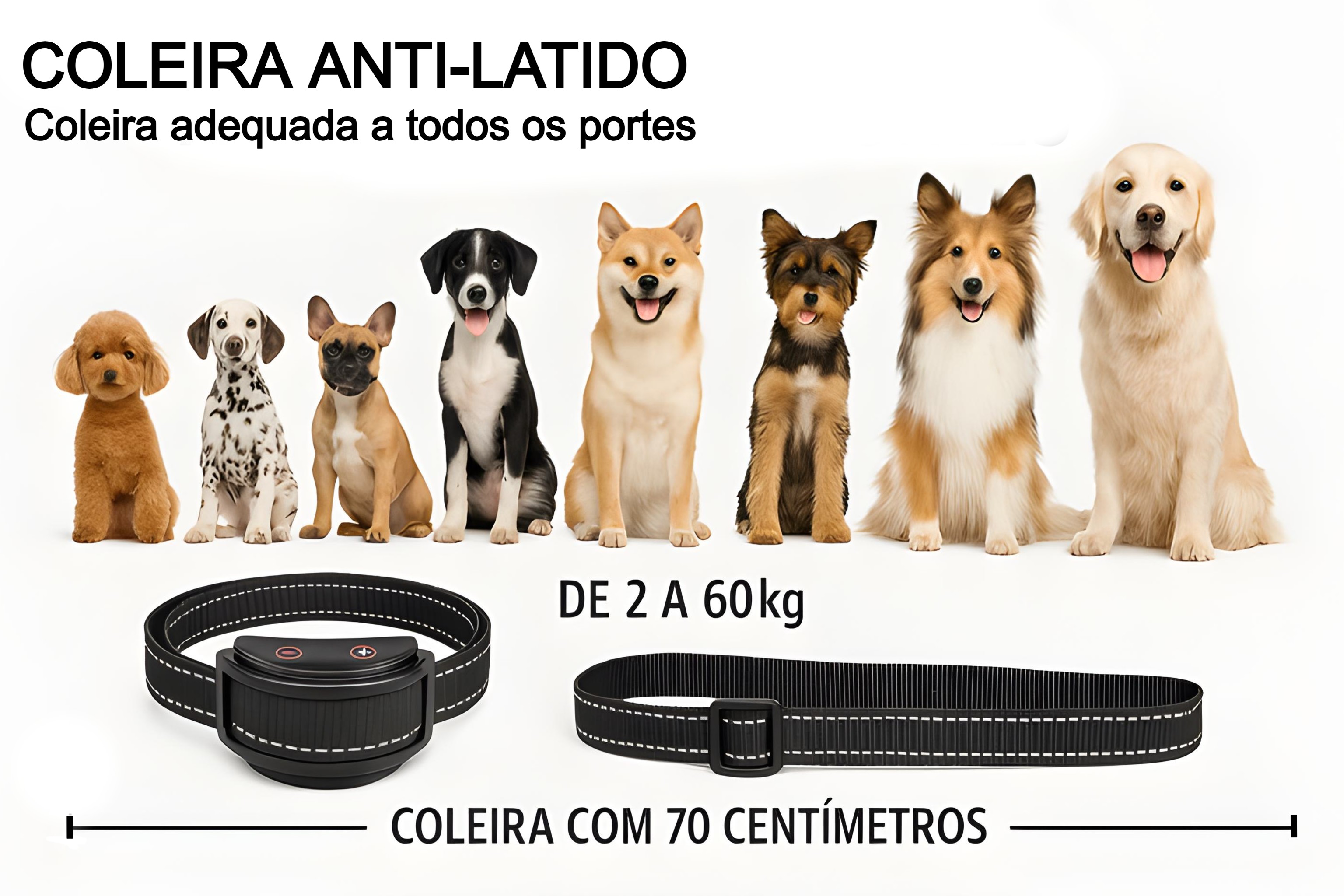 Coleira anti latido para cães com bateria recarregável 