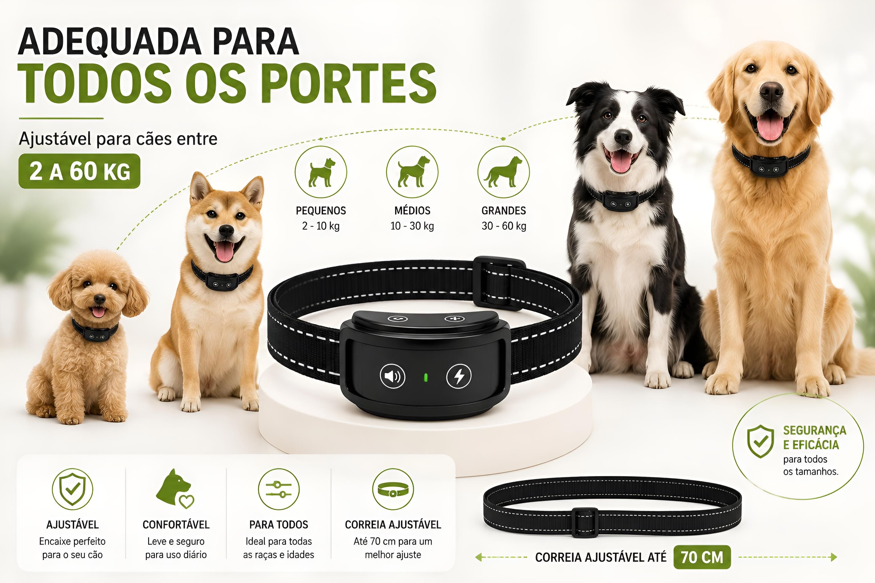 Coleira anti latido para cães com bateria recarregável 