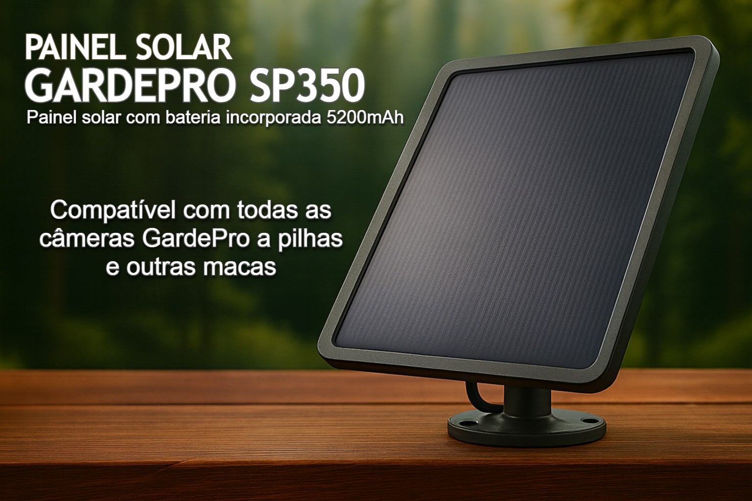 Painel solar GardePro com bateria interna de 5200mAh 