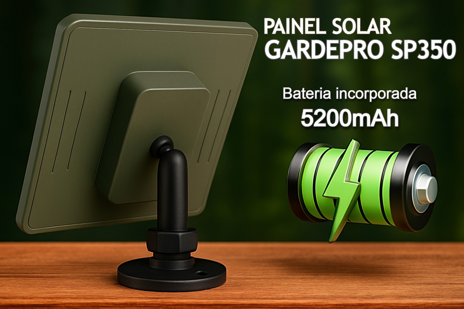 Painel solar GardePro com bateria interna de 5200mAh 