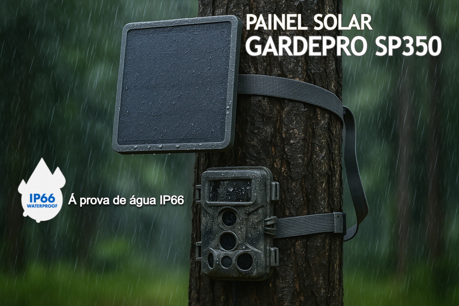 Painel solar GardePro com bateria interna de 5200mAh 