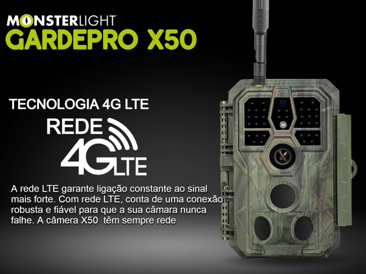 Câmera GardePro X50 LTE com aplicação para telemóvel 