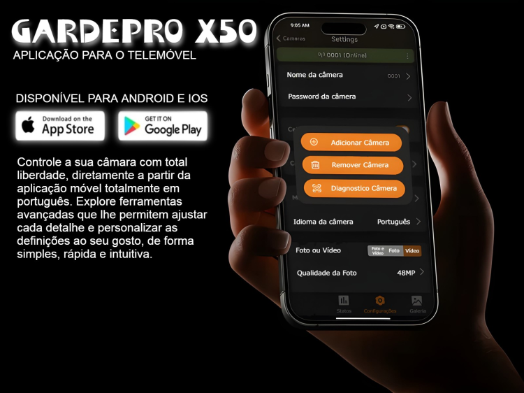 Câmera GardePro X50 LTE com aplicação para telemóvel