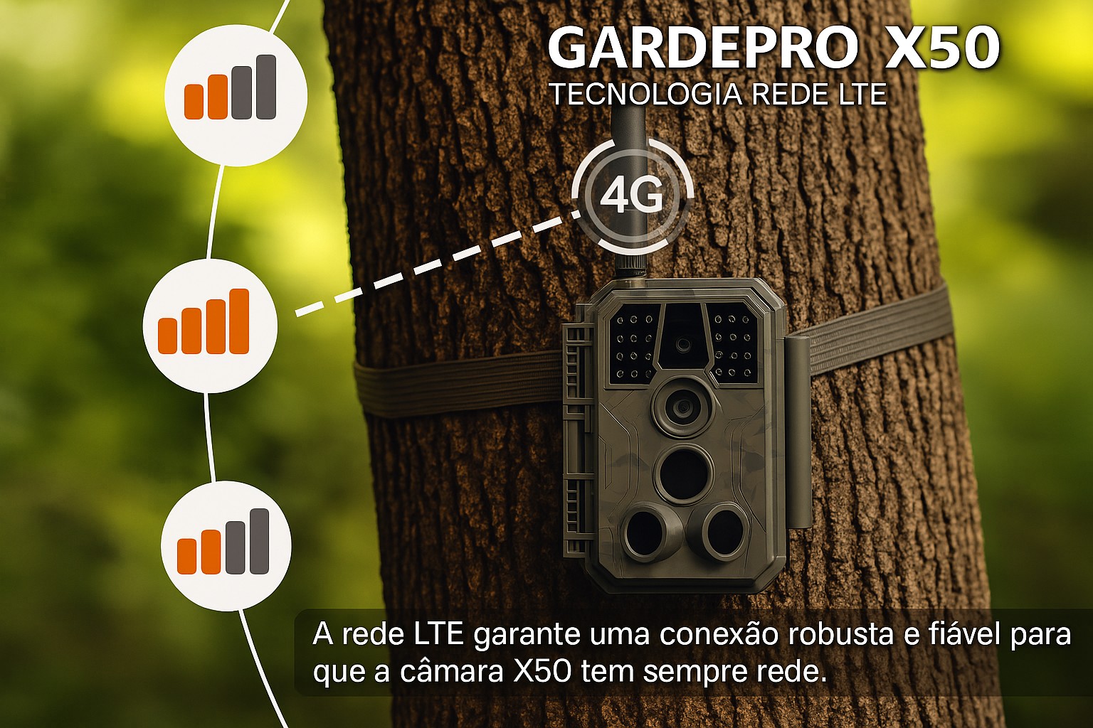 Câmera GardePro X50 LTE com aplicação para telemóvel 