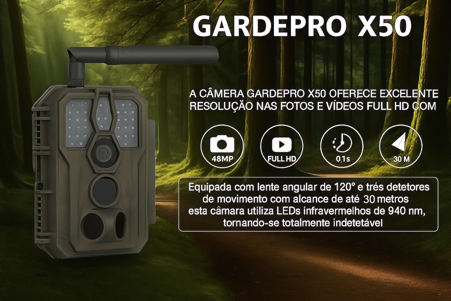 Câmera GardePro X50 LTE com aplicação para telemóvel 