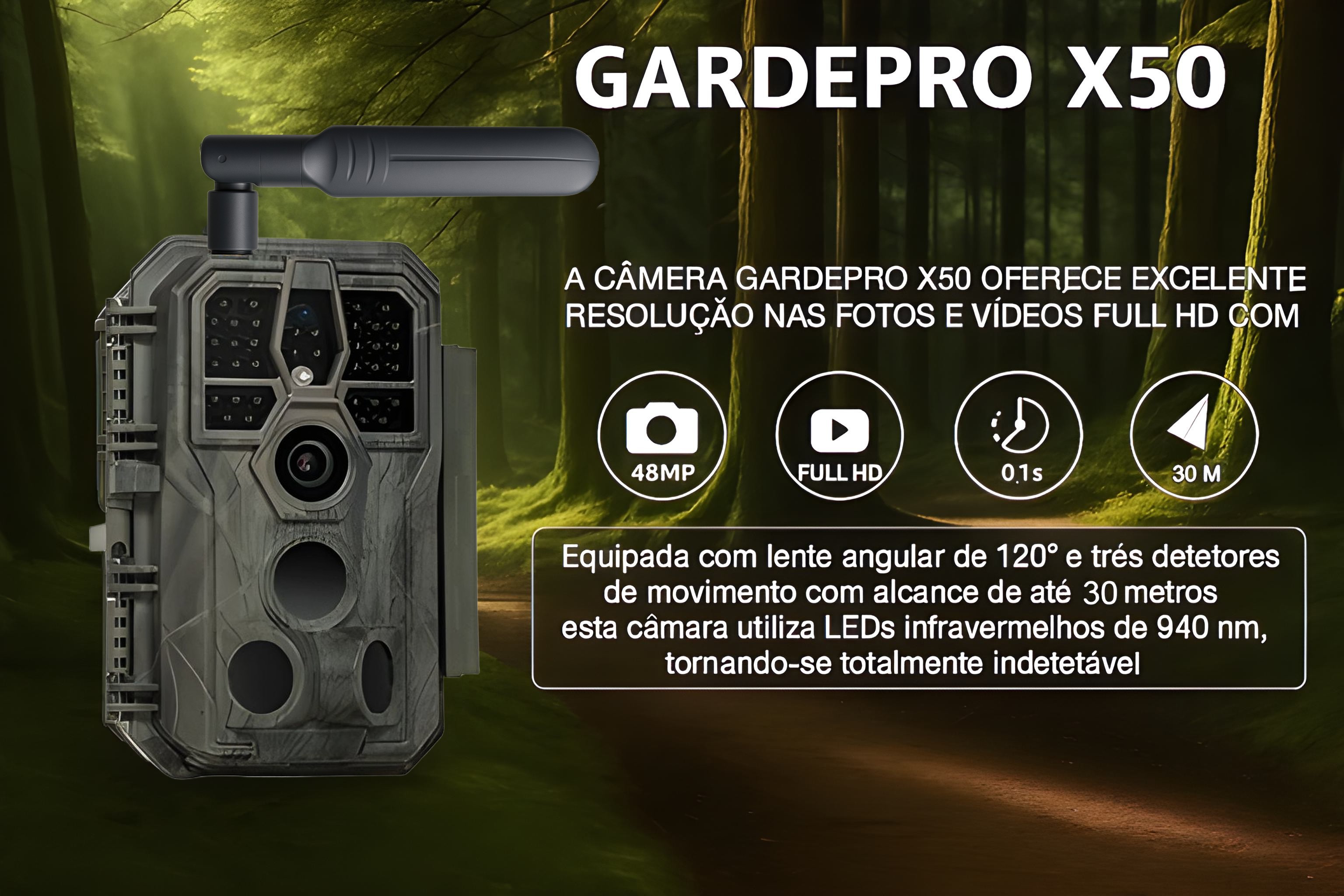 Câmera GardePro X50 LTE com aplicação para telemóvel 