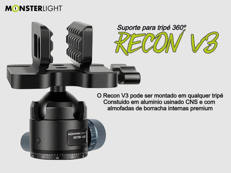 Suporte de tripé Monsterlight Recon V3 com bola esférica