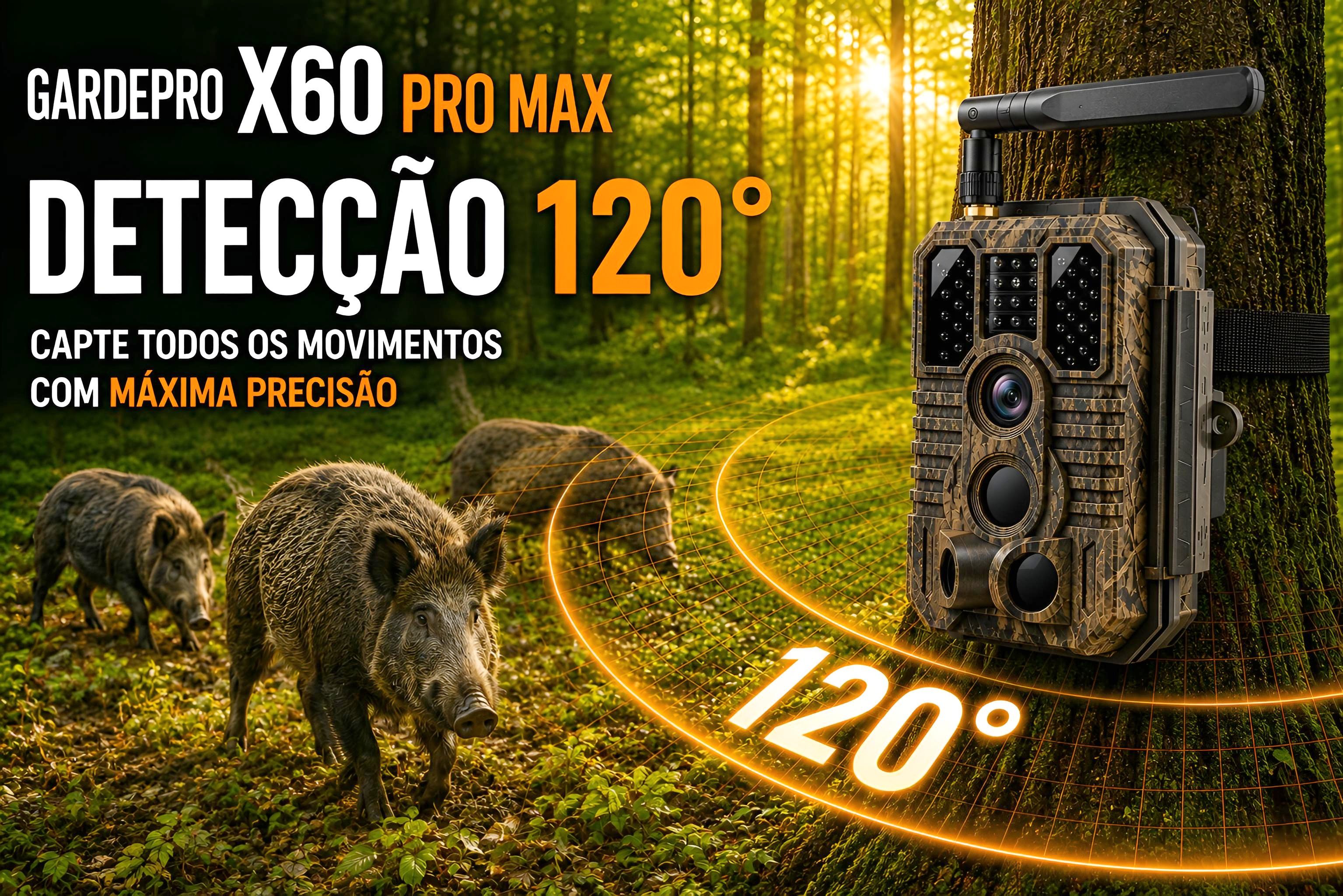Câmera GardePro X60 Pro Max com bateria aplicação e transmissão em direto 