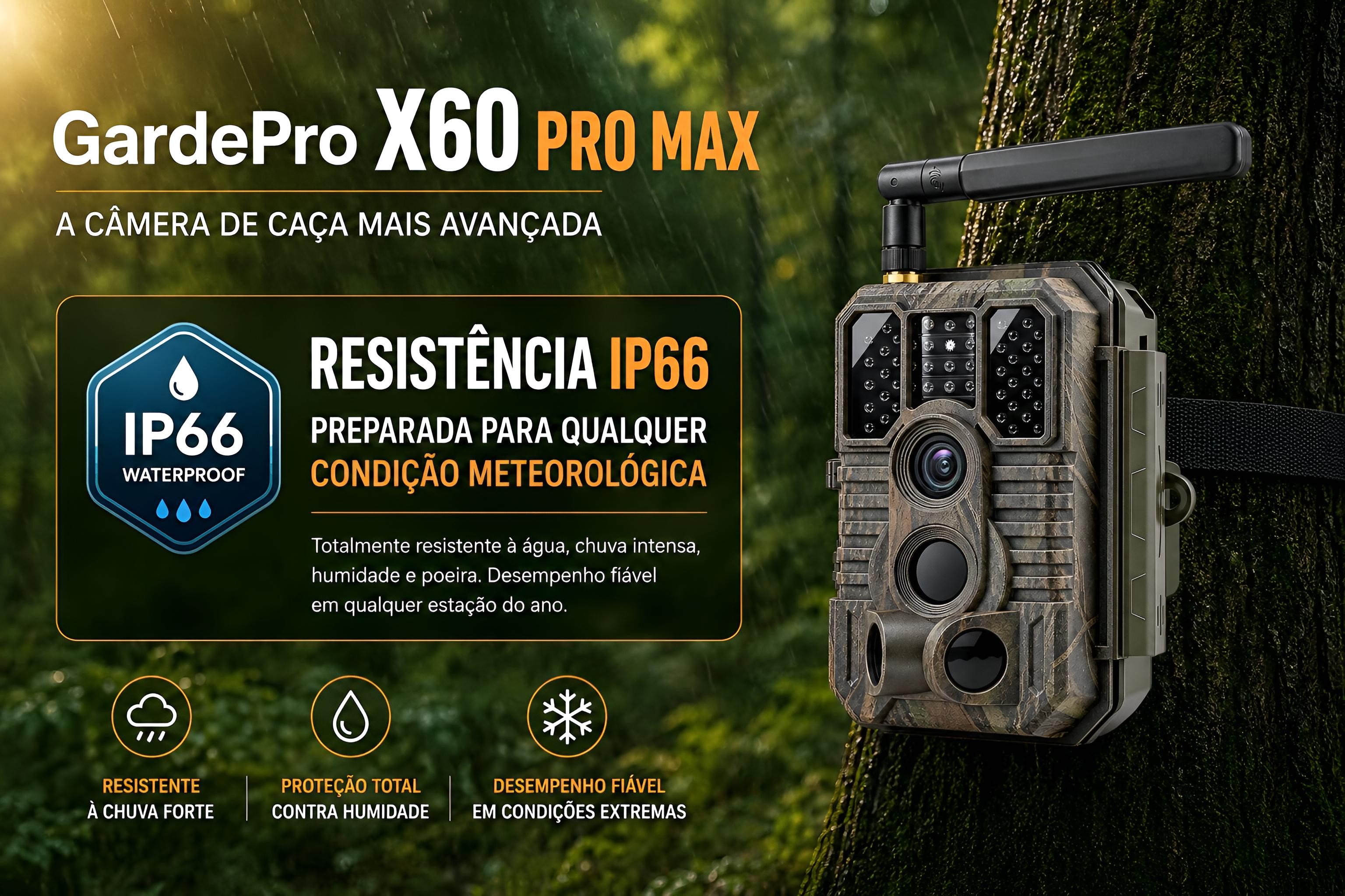 Câmera GardePro X60 Pro Max com bateria aplicação e transmissão em direto 