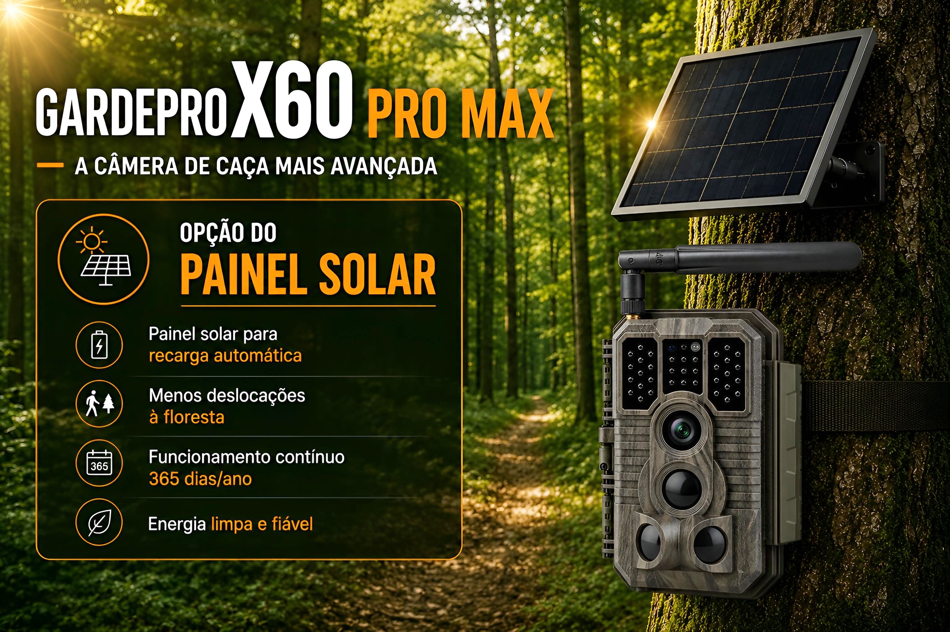 Câmera GardePro X60 Pro Max com bateria aplicação e transmissão em direto 