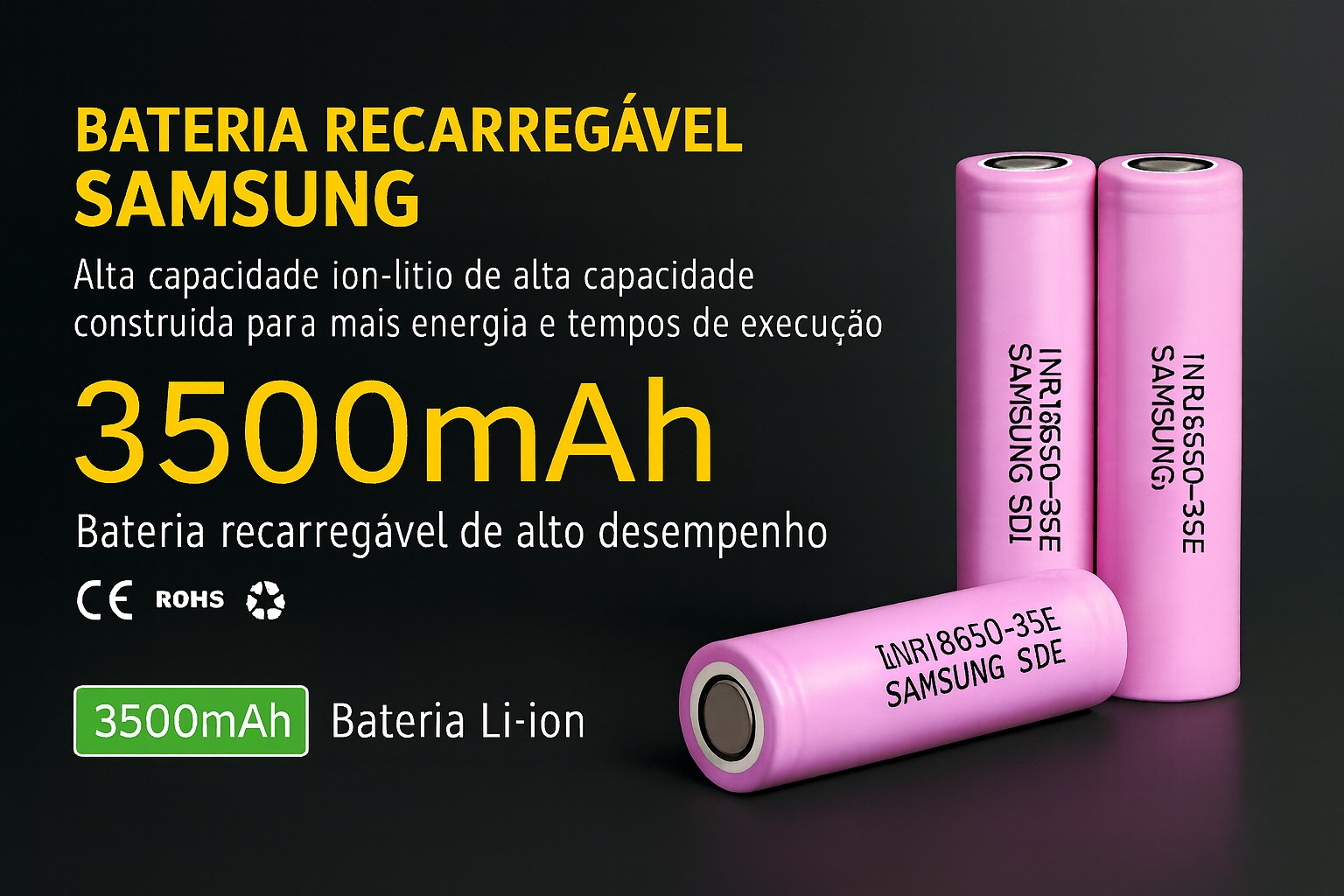 Bateria recarregável Samsung de 3500mAh 