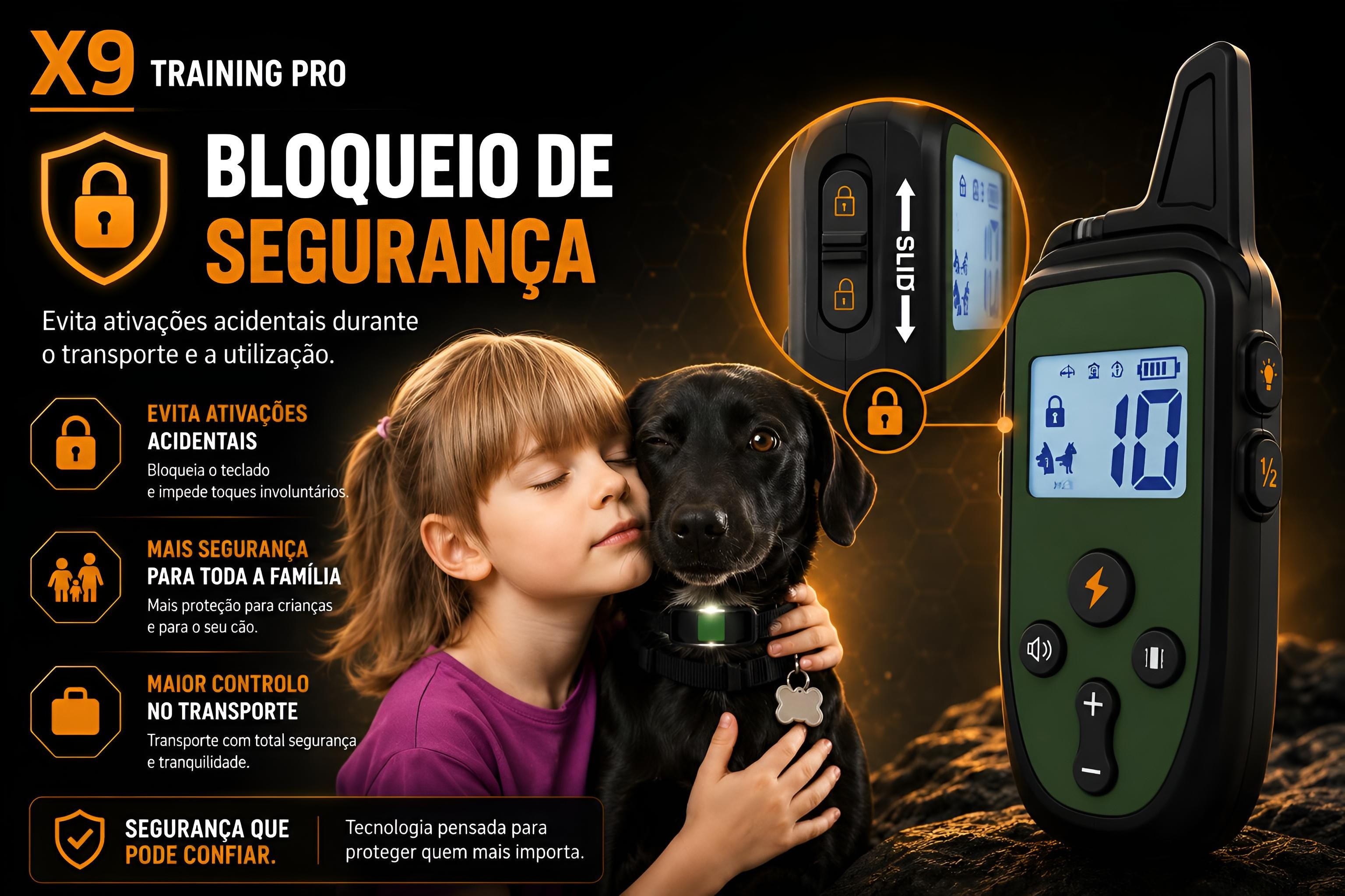 Coleira de adestramento à distância X9 para 2 cães 