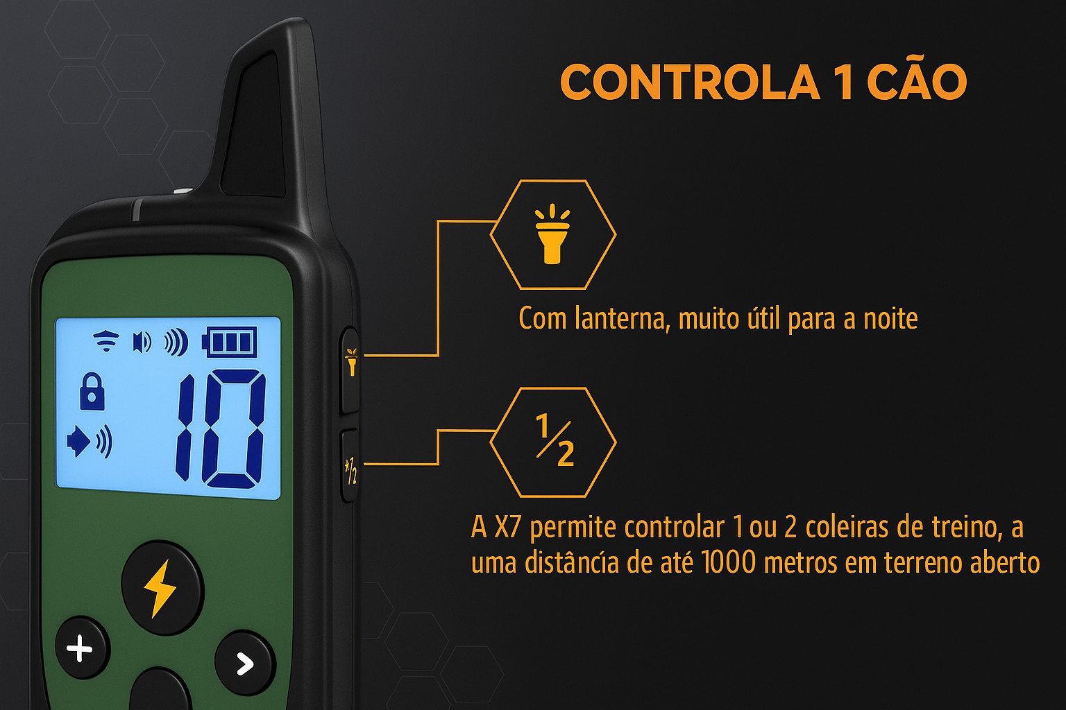 Coleira de adestramento à distância X7 para 1 cão 
