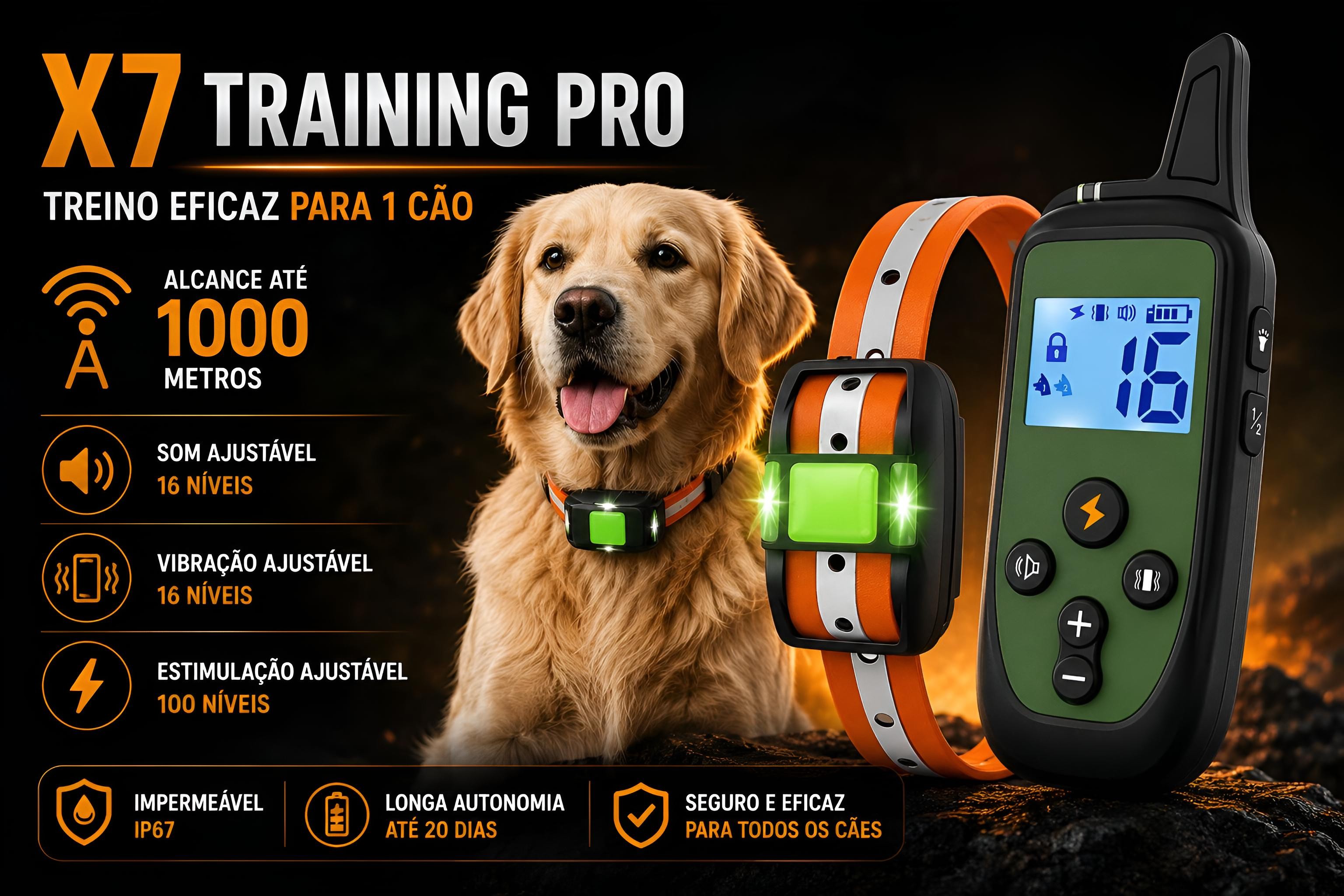 Coleira de adestramento à distância X7 para 1 cão