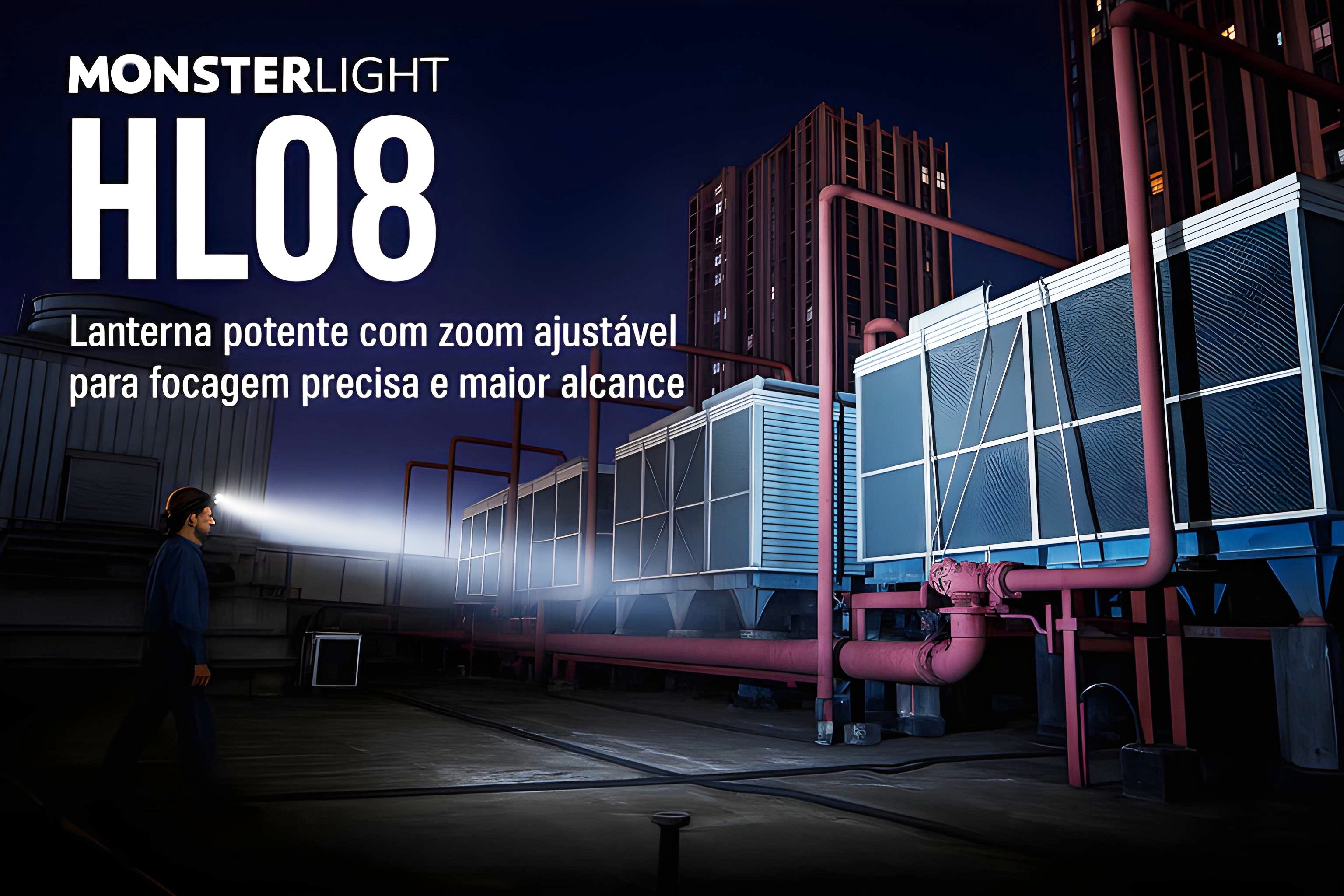 Lanterna de cabeça HL08 com baterias recarregáveis 