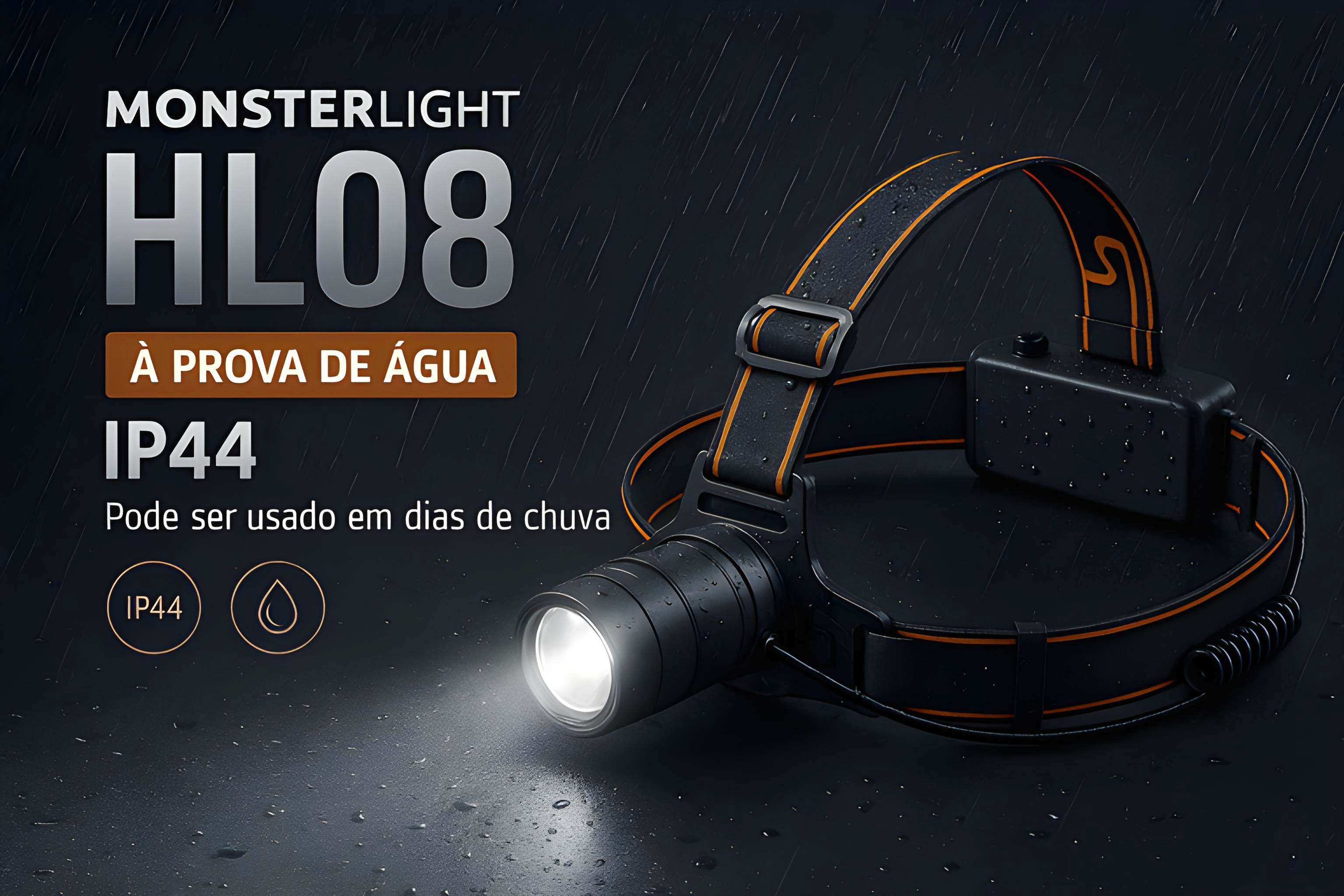 Lanterna de cabeça HL08 com baterias recarregáveis 