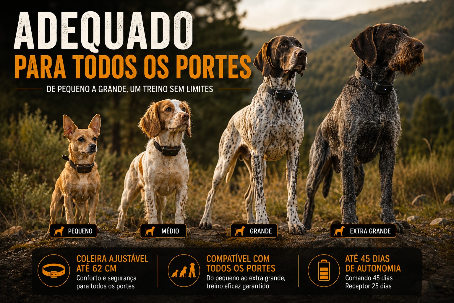 Coleira de adestramento à distância Pro para 3 cães 