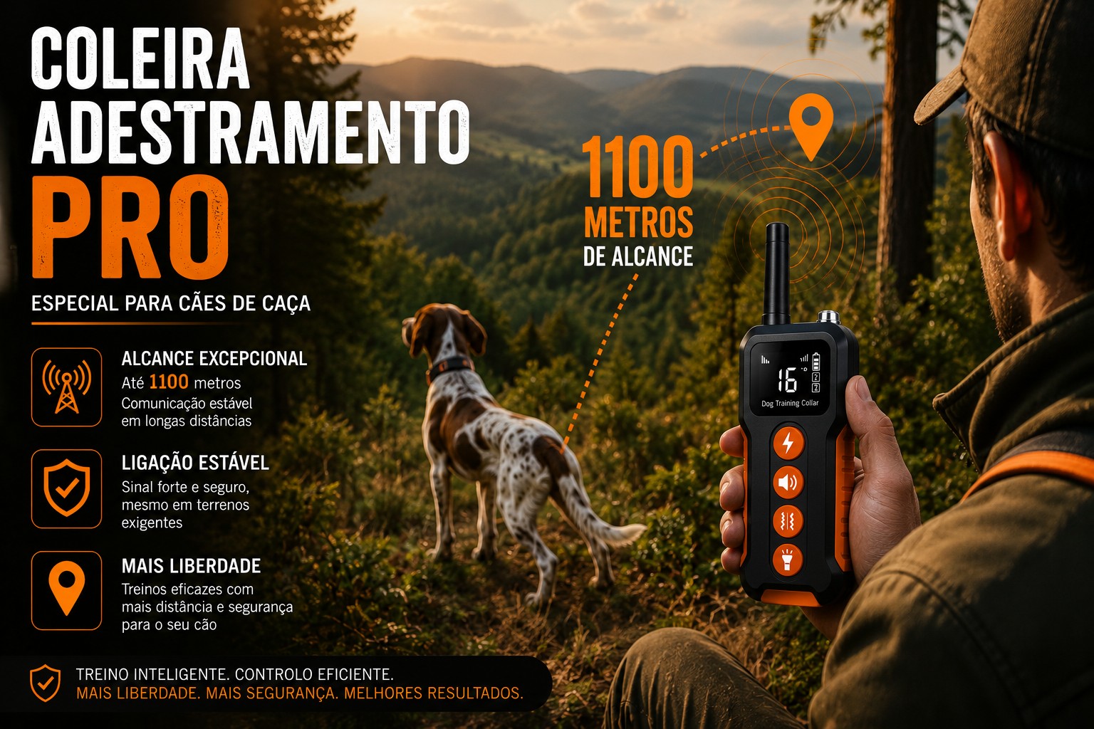 Coleira de adestramento à distância Pro para 3 cães 