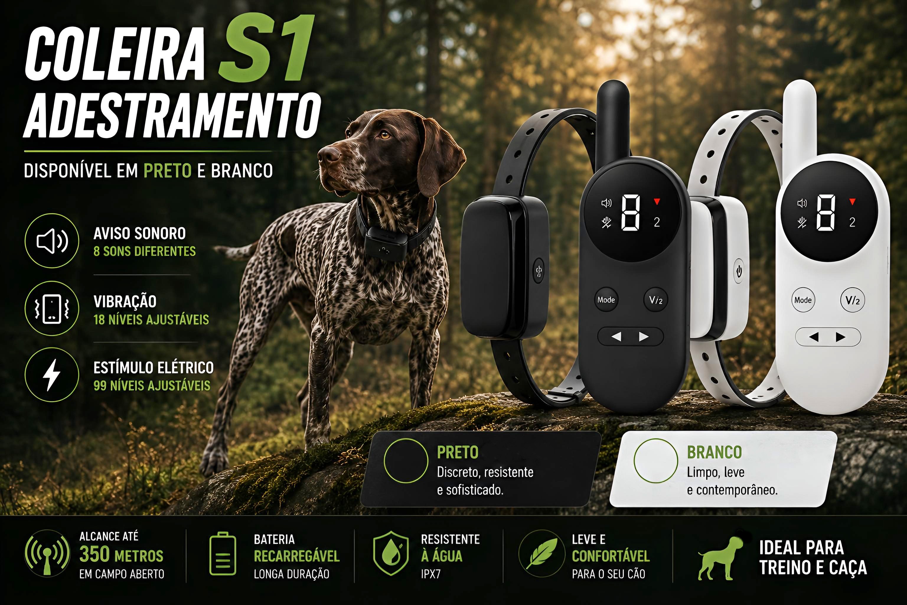 Coleira de adestramento à distância para 1 cão 