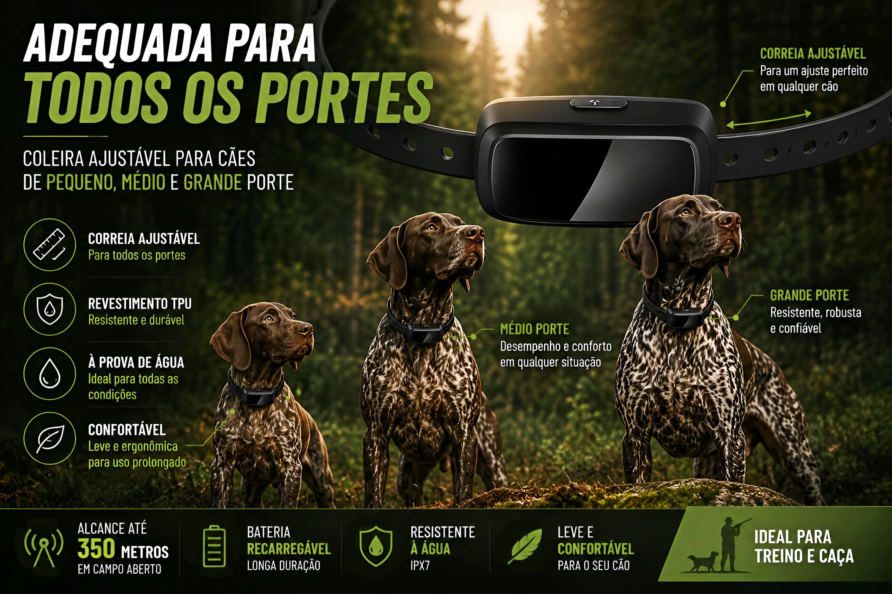 Coleira de adestramento à distância para 1 cão 