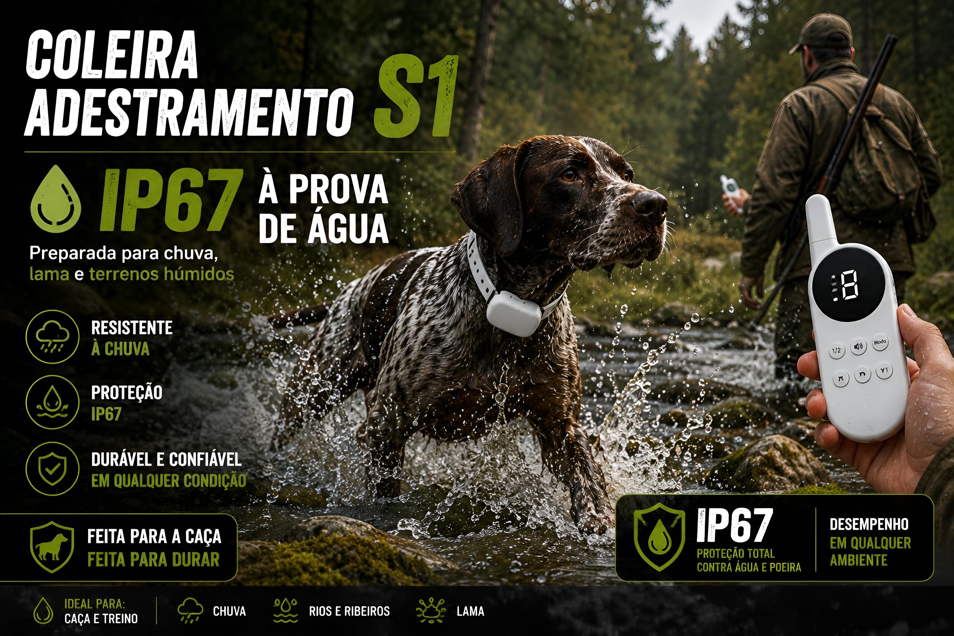 Coleira de adestramento à distância para 1 cão 