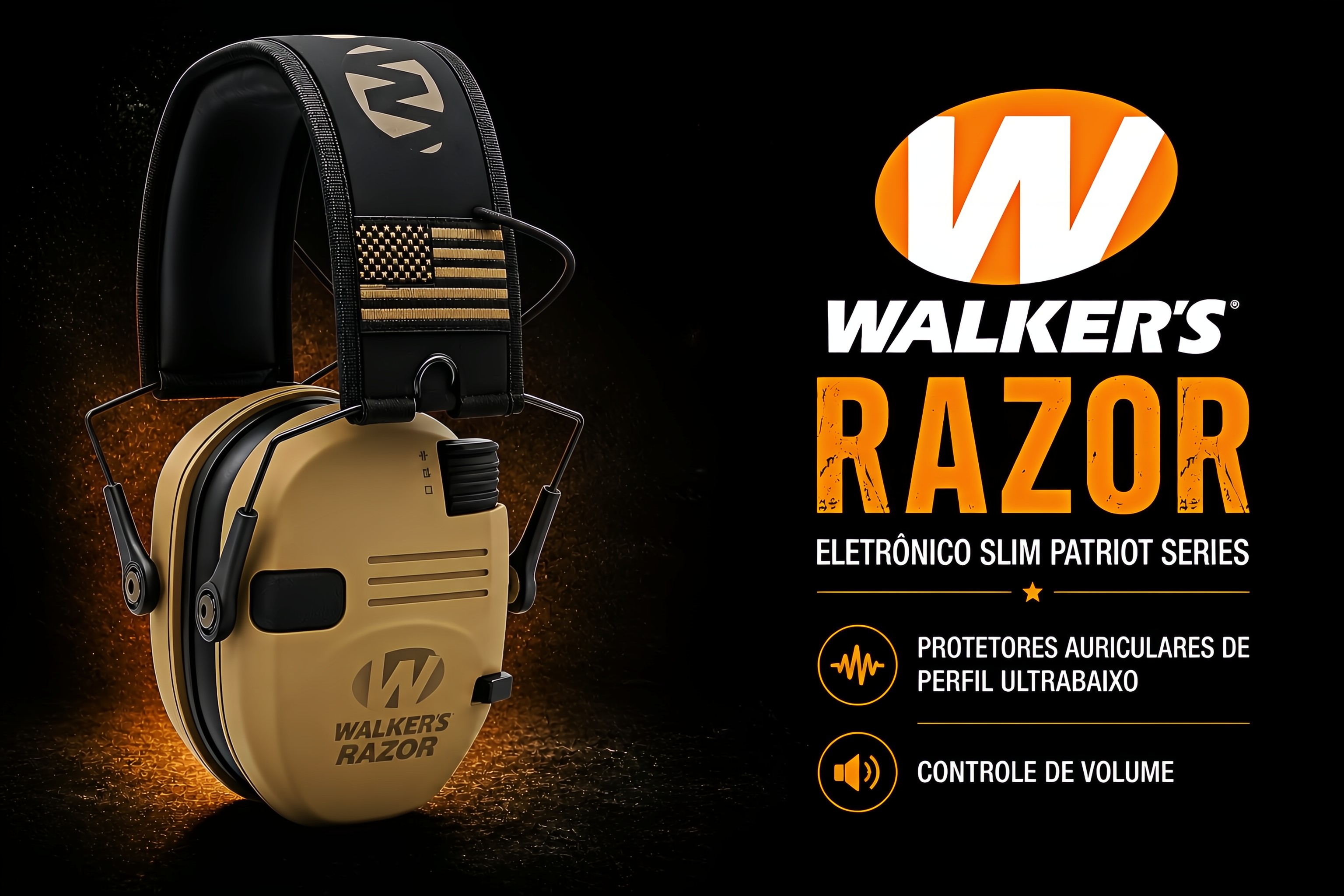 Protetor auricular eletrónico Walkers Razor Patriot Series 