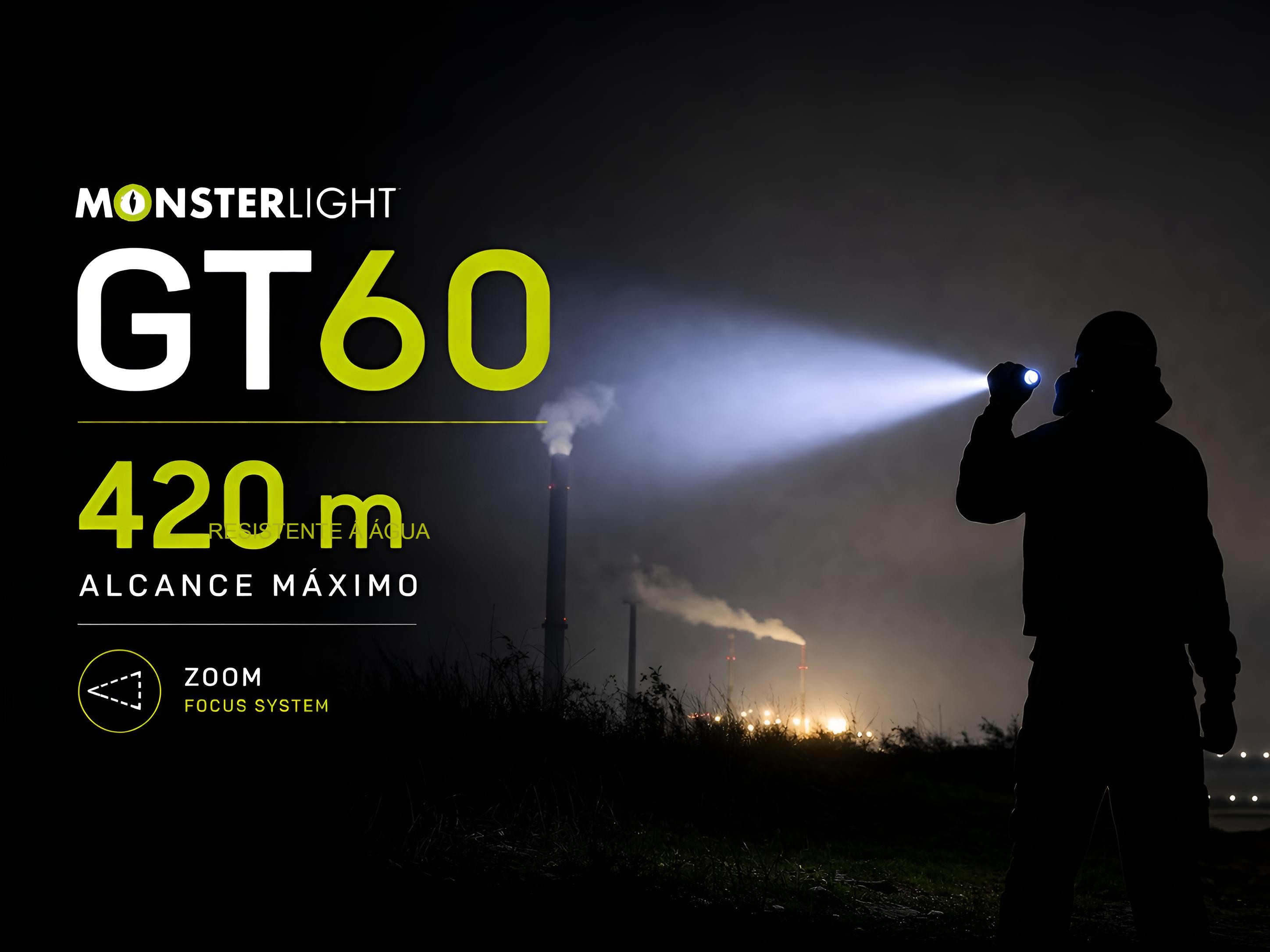 Lanterna Monsterlight GT60 com bateria recarregável 