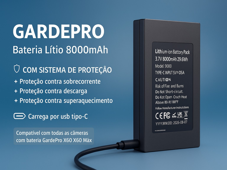 Bateria recarregável para câmeras GardePro 