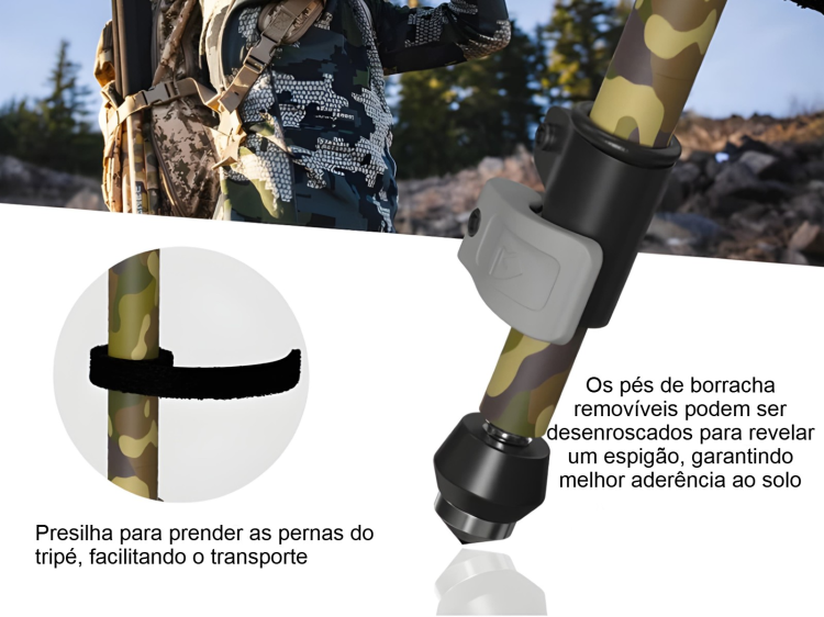 Tripé aluminio Monsterlight Trakion Camuflado 