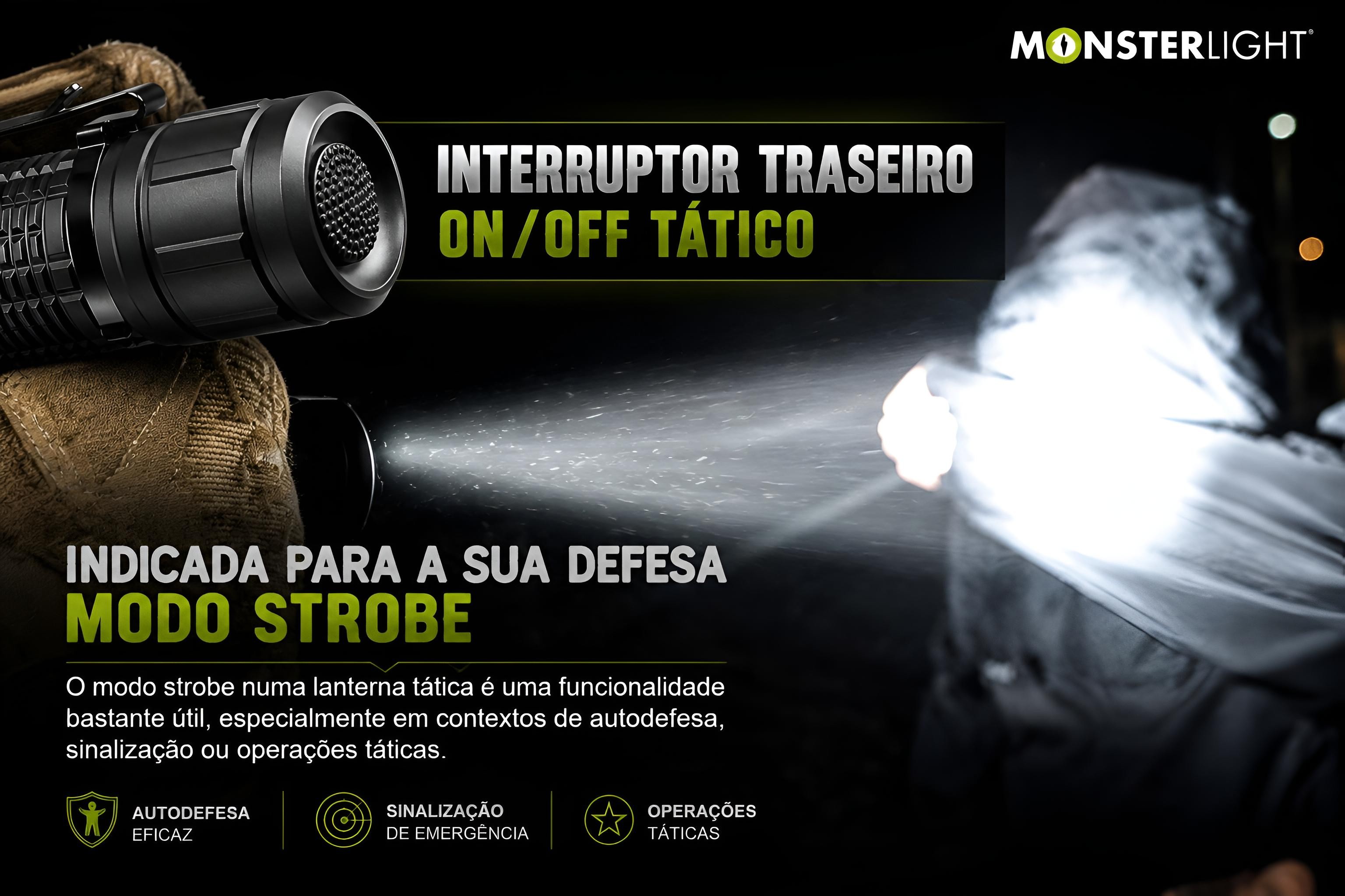 Lanterna tática Monsterlight C16 com bateria recarregável 