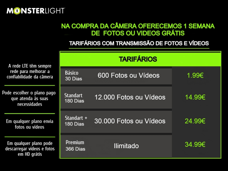 Câmera Trail 808Pro LTE com aplicação para telemóvel e envio de fotos e vídeos 
